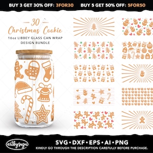 Christmas cookie libbey can wrap svg bundle, Christmas can wrap, Cookies Can Glass, beer can glass svg, 16oz glass can wrap digital download
