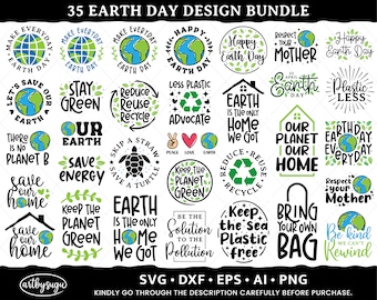 Earth Day SVG Bundle, Earth SVG, Recycle SVG, Earth Day Quotes Design