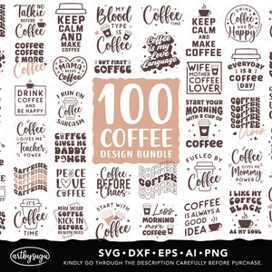 Lot de svg café, drôle de café svg, svg citations de café, dictons svg café, svg chemise café, clipart tasse à café, téléchargement numérique