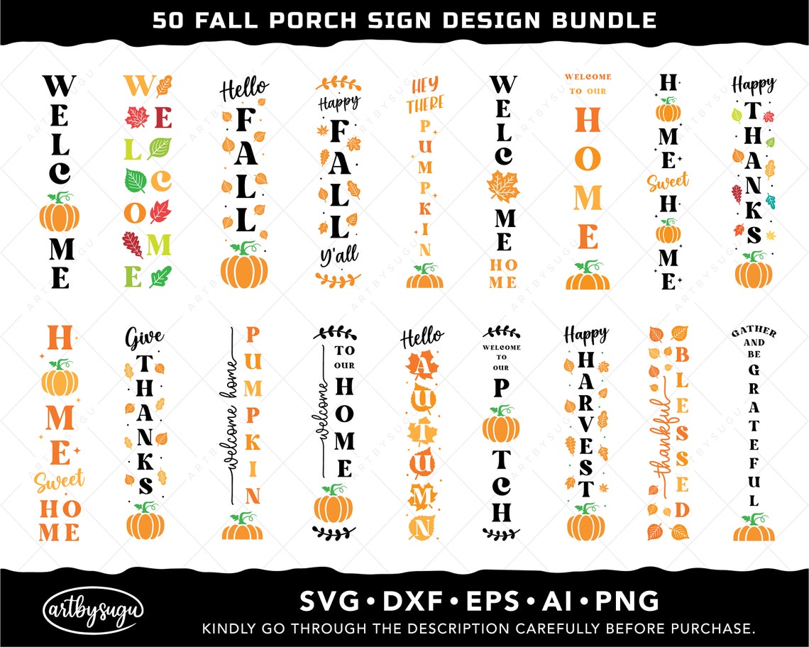 Fall Porch Sign SVG Bundle Autumn Porch Sign SVG - Etsy