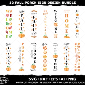 Fall Porch Sign SVG Bundle, Autumn Porch Sign SVG, Thanksgiving Porch Sign SVG Designs