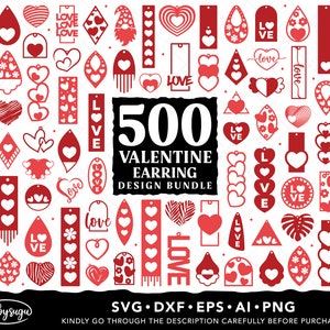 Valentine Ohrringe SVG, Herz Ohrringe SVG Design Bundle