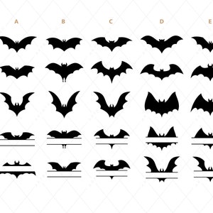 Bat SVG Bundle, Bat Monogram svg, Halloween SVG, Bat Template, Bat svg Cut File, Bat Vector File, Halloween Bat SVG, dxf, png, svg, eps, ai imagen 2