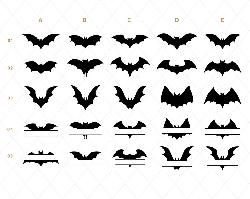 Bat SVG Bundle, Bat Monogram svg, Halloween SVG, Bat Template, Bat svg Cut File, Bat Vector File, Halloween Bat SVG, dxf, png, svg, eps, ai imagen 2