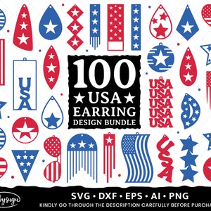 USA Boucles d’oreilles SVG, 4 juillet Boucles d’oreilles SVG, American Flag Boucles d’oreilles Svg, Boucles d’oreilles coupées Fichiers