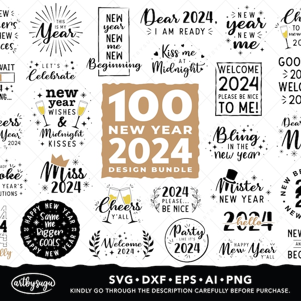 New Year 2024 svg bundle, happy new year png, new year clip art, new years shirt svg, 2024 new year, Kids Shirt SVG, New Year decor designs