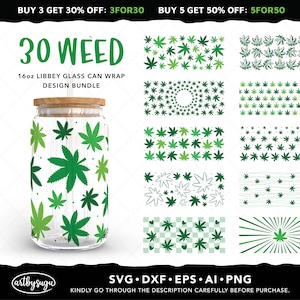 Weed libbey glass can wrap svg, pot leaf svg, marijuana leaf png, 16oz glass can wrap eps, beer can glass wrap dxf, digital download