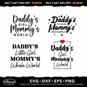 Papa's meisje mama's wereld svg, babyshirt png, babymeisje svg, pasgeboren citaat dxf, cadeau nieuwe baby, papa's kleine meisje en mama's hele wereld