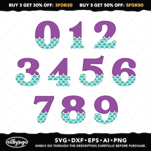 Mermaid Birthday Svg, Mermaid Number Svg, Mermaid Birthday Number 0-9 Svg, Mermaid SVG Cricut, Mermaid Sublimation, Mermaid Clipart Design