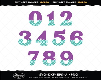 Sirena Compleanno Svg, Sirena Numero Svg, Sirena Compleanno Numero 0-9 Svg, Sirena SVG Cricut, Sublimazione Sirena, Sirena Clipart Design