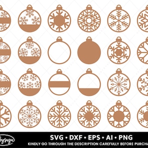 Christmas Ornament SVG, Christmas Signs Bundle SVG, Snowflake Svg, Christmas Decor, Laser Cut File, Glow forge files, Christmas Bauble SVG