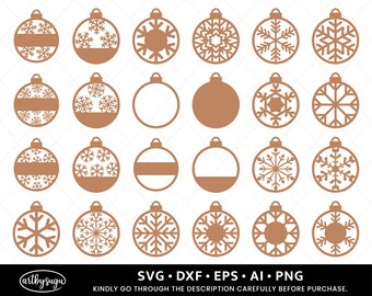 Christmas Ornament SVG, Christmas Signs Bundle SVG, Snowflake Svg, Christmas Decor, Laser Cut File, Glow forge files, Christmas Bauble SVG