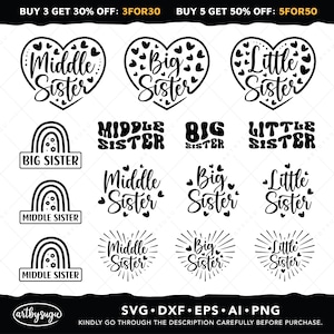 Schwester SVG Bundle, große Schwester svg, mittlere Schwester svg, kleine Schwester svg, Schwester Shirt svg, Geschwister svg, beste Freunde svg, Geschwister Shirt svg