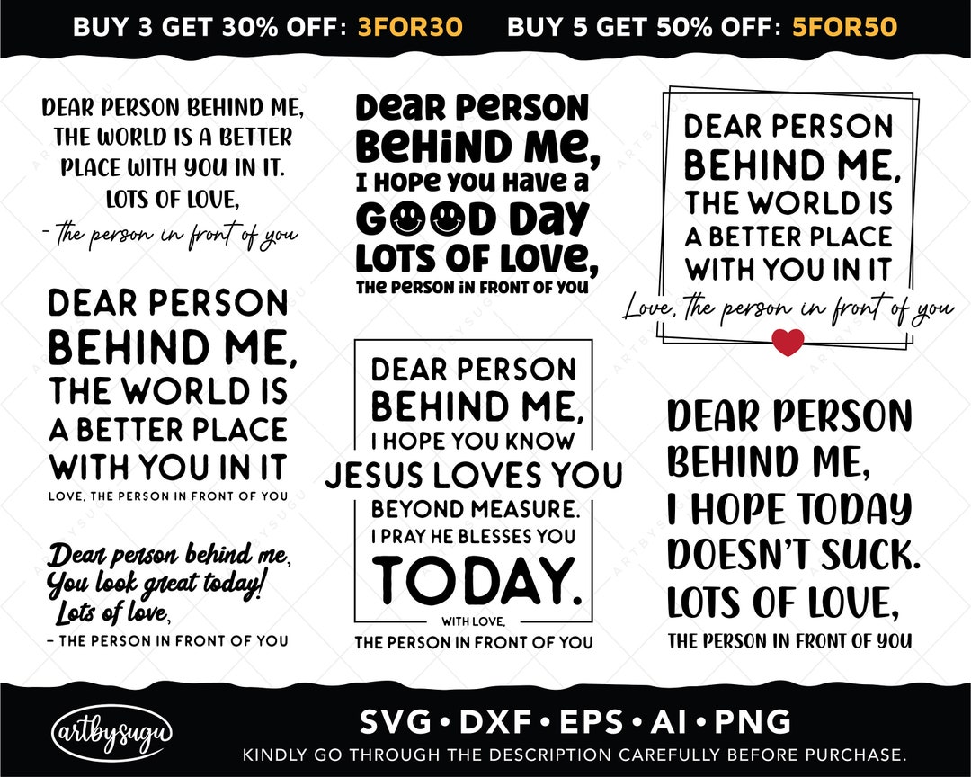 Dear Person Behind Me SVG Bundle Etsy