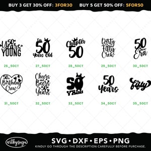50-årsdagstårtdekoration svg-paket, skål för 50 år png, 50 och fantastiska dxf, hej 50 svg, 50 år välsignade eps, digital nedladdning bild 4
