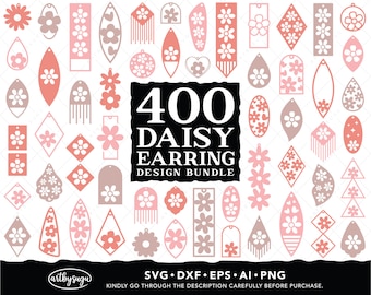 Daisy Ohrringe svg Bundle, Blume Ohrring svg, glowforge Ohrringe, Holz Ohrring svg, laser geschnittene Ohrringe, florale Ohrringe, digitaler download