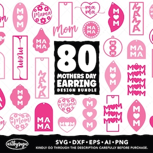 Muttertag Ohrringe svg Bundle, Mama Ohrringe svg, Mama Ohrringe svg, Kunstleder Ohrring svg, glowforge Ohrringe svg, digitaler download