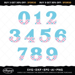 Mermaid Birthday Svg, Mermaid Number Svg, Mermaid Birthday Number 0-9 Svg, Mermaid SVG Cricut, Mermaid Sublimation, Mermaid Clipart Design