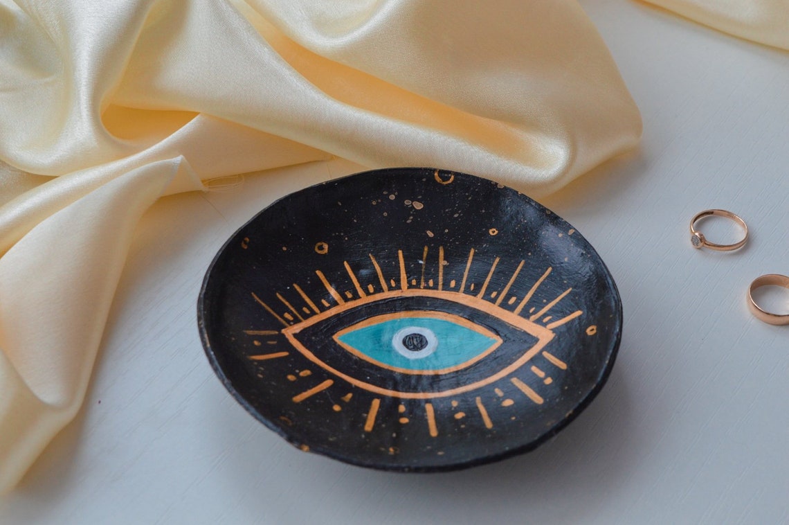 Evil eye clay jewelry dish 25th birthday gift Evil eye Etsy