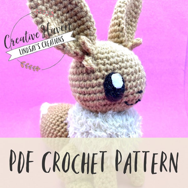 Crochet PDF Eevee Pattern/PDF Puppy Kitty Pattern/Written and Photo Tutorial for Eevee