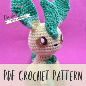 Leafeon Crochet PDF Pattern/Leaf Cat Plush Pattern/Photo and Written Tutorial/Amigurumi Leaf Cat Pattern