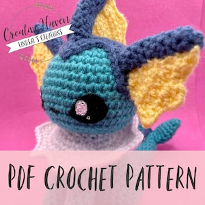 Vaporeon Crochet PDF Pattern/Mermaid Dog Plush Crochet Pattern/PDF Written and Photo Tutorial