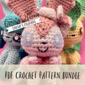 Paquete de patrones Sylveon Glaceon Leafeon PDF/Paquete de patrones de ganchillo/Tutoriales de Amigurumi Eeveelutions/Paquete de 3 patrones