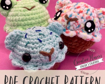 Bear and Frog Cupcake Crochet PDF Pattern/PDF Crochet Cubcake Pattern/Crochet Cupcake Written Tutorial With Photos