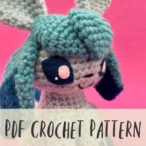 PDF Glaceon Crochet Pattern/Glaceon Crochet Written Photo Tutorial/Eeveelution Plush Pattern