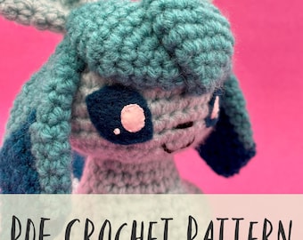 PDF Patrón de crochet de Glaceon/Tutorial fotográfico escrito de crochet de Glaceon/Patrón de felpa Eeveelution