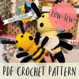 Crochet Queen Bee Low-Sew PDF Pattern/Crochet Bumblebee Plush Pattern/Cute Bee Plush PDF Pattern