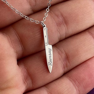 Personalized Chef Knife Necklace, 925 Sterling Silver Knife Necklace, Personalized Gifts, Gifts For Chef, Custom Chef Knife Necklace, Gifts