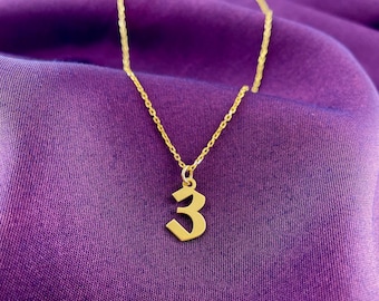 Custom Number Necklace • 14K Gold Number Necklace • Personalized Necklace • Year Necklace • Gift For Her • Mothers Day Gift • Christmas Gift