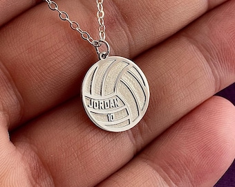 Volleyball Necklace in 925 Sterling Silver Metal, Sport Jewelry, Volleyball Pendant, Sports Gift, Personalized Volleyball Gift, Name Jewelry