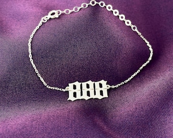 Braccialetto con numeri di piccoli angeli, 111, 222, 333, 444, 555, 666, 777, 888, 999, 000, braccialetto significativo, braccialetto in argento sterling 925, regali personalizzati