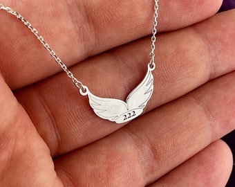 Angel Wing Necklace, Angel Number Necklace, Personalized Necklace, Personalized Gifts, Number Necklace, 111,222,333,444,555,666,777,888,999