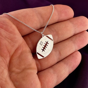 925 Sterling Silver American Football Necklace , Sport Jewelry, Football number Pendant, Sports Gift, Personalized Soccer Number Child Gift