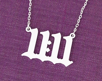 1111 Engel Anzahl Halskette, 11:11 Halskette, personalisierte Halskette, 925 Sterling Silber Halskette, personalisierte Geschenke, Weihnachtshalskette