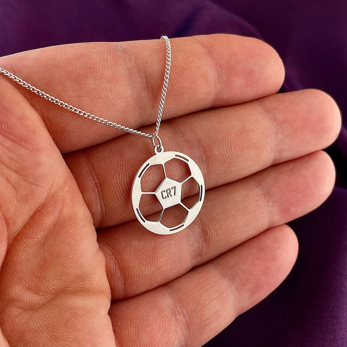925 Sterling Silver Soccer Ball Necklace Sport Jewelry Etsy