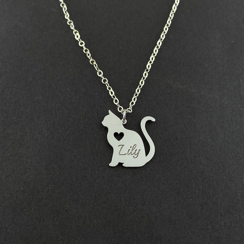 Personalized Cat Necklace Cat Name Necklace Cat Pendant Etsy