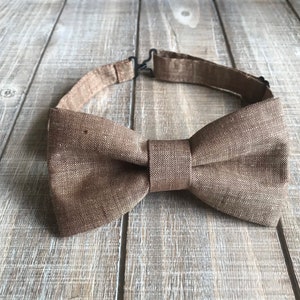 Brown Linen Bow Tie, 100% Linen Brown Bow tie, Fall Bow Tie, Autumn Bow Tie