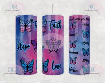 Diseño de mariposa de vaso recto de 20 oz