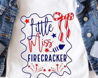 Little Miss Firecracker SVG, PNG Files, 4th Of July Svg, American Girl Svg, Patriotic Shirt Svg, Fourth of July Svg, 4th July Toddler