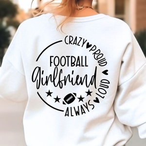Verrückte stolze immer laute Fußball Freundin SVG, PNG-Dateien, Fußball-Shirt zwart, Freundin zwart, Spieltag svg, Freundin-Shirt svg