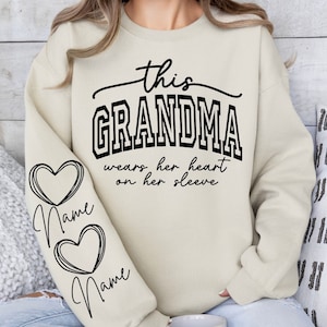 Esta Vovó Usa Seu Coração Na Manga Svg, Arquivos Png, Camisa Da Vovó Svg, Dia Das Mães Svg, Vovó Abençoada Svg, Vovó Svg