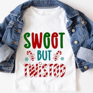 Dolce ma contorto SVG, file PNG, bastoncino di zucchero SVG, maglietta di Natale divertente SVG, maglione di Natale, maglione SVG, maglietta di Natale per bambini SVG
