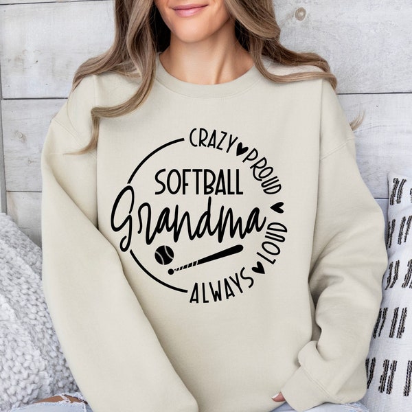 Crazy Proud Always Loud Softball Grandma SVG PNG Files, Softball SVG, Softball Grandma Shirt Svg, Sports Grandma Svg, Cheer Grandma