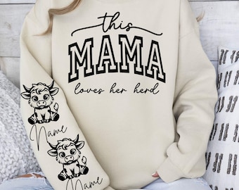 This Mama Loves Her Herd SVG, PNG Files, Mama Herd Svg, Western Mama Svg, Sleeve Design Svg, Mom Sweatshirt Svg, Western Mama Valentine