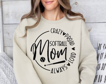 Crazy Proud Always Loud Softball Mom SVG PNG Files, Softball Mom SVG, Softball Mom Shirt Svg, Mom Of Boys Svg, Sport Mom Svg