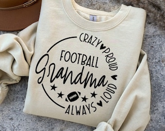 Crazy Proud Always Loud Football Grandma SVG, File PNG, Football Grandma Svg, Maglietta Football Grandma Svg, Giorno della partita Svg, Festa della mamma SVG
